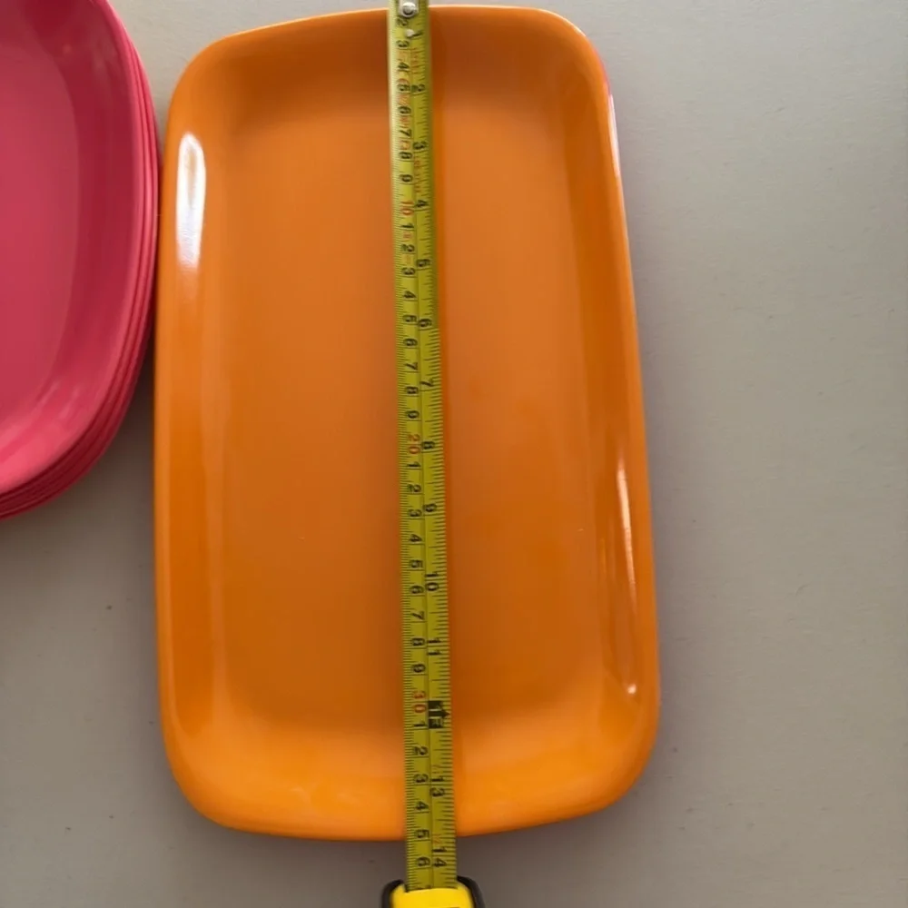 Precidio - Set of 6 Pink Rectangular Plates & 2 serving platters.  Melamine